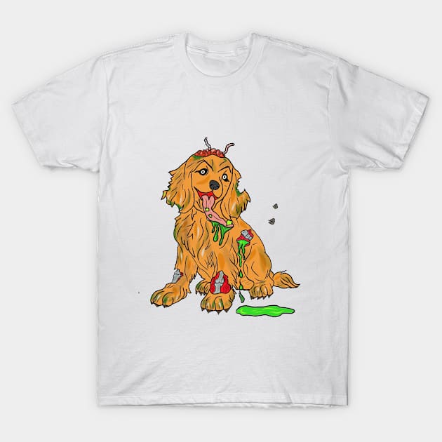 Zombie spaniel T-Shirt by DrwAtr